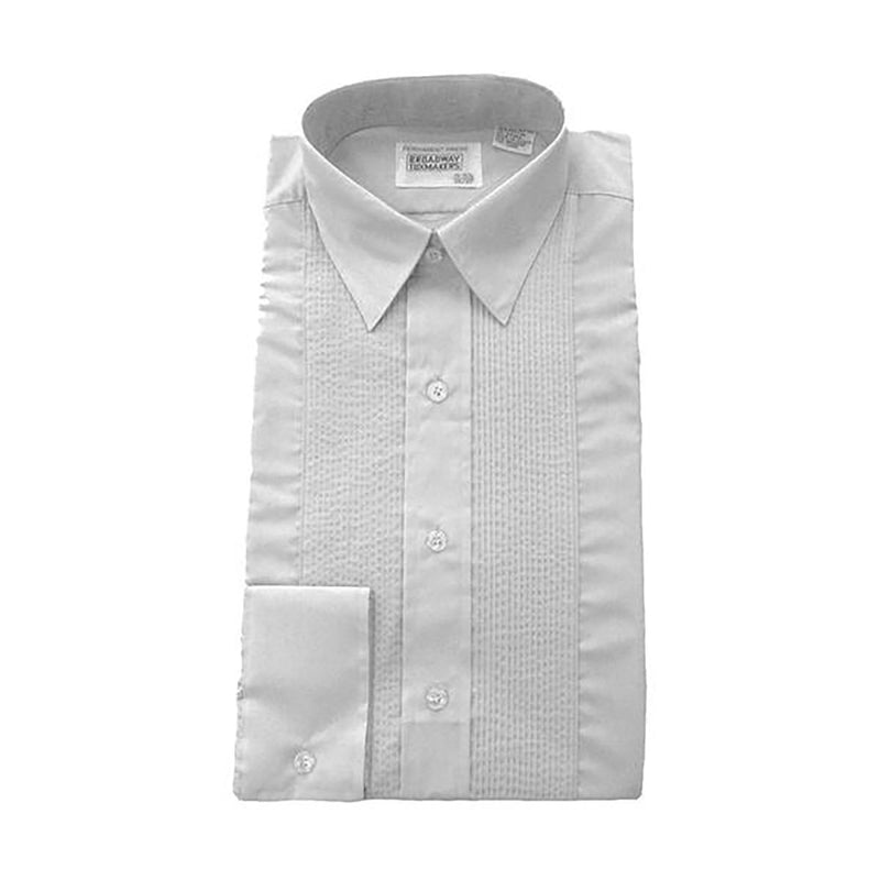 Mens White Tuxedo Shirts, Lay Down Collar 1/8" Pleats (Discontinued Style)