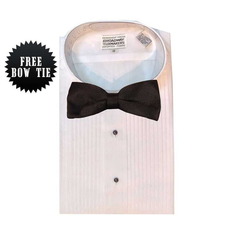 Men's Tuxedo Shirt, Wing Collar & 1/4" Pleats, White
