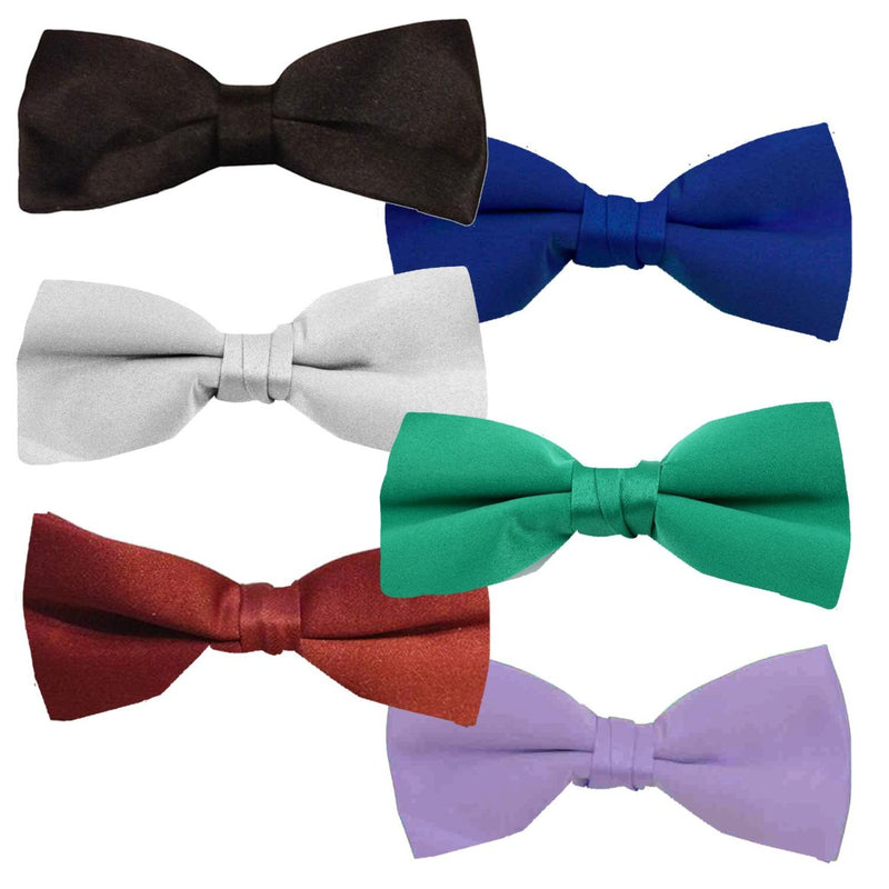 One Dozen Unisex Pre-Tied Banded Bow Ties in Assorted Colors