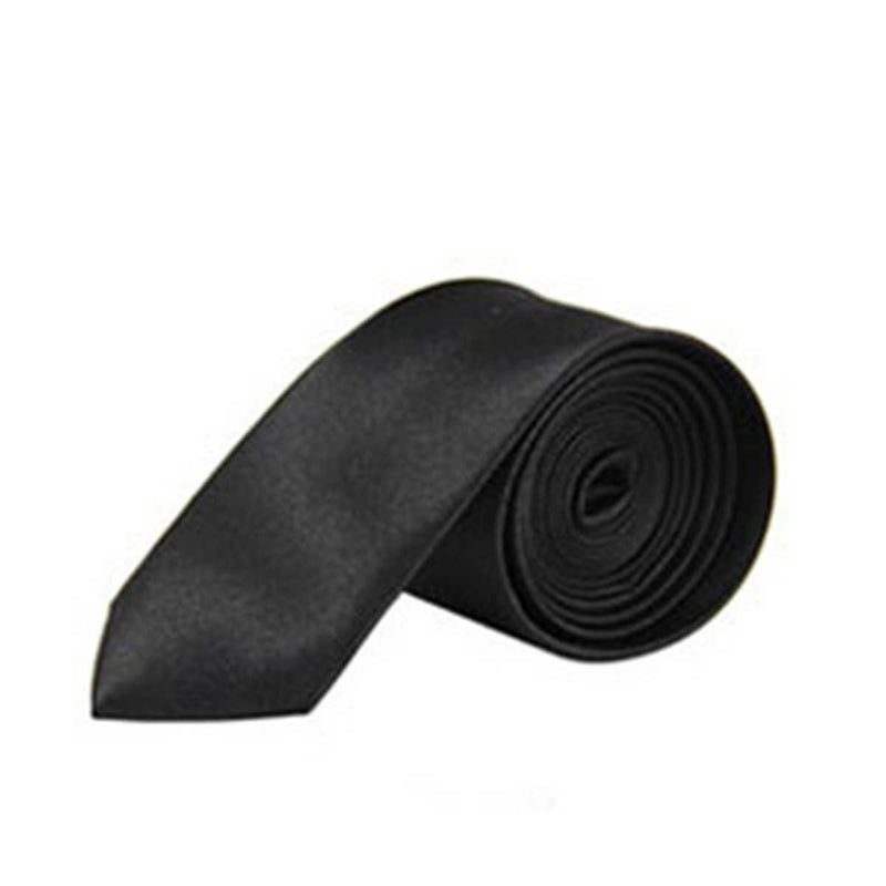Neck Tie, Solid Satin Microfiber 2"  (Black)