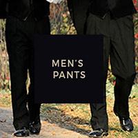 Men's tuxedo pants have a satin side stripe and adjustable waist
