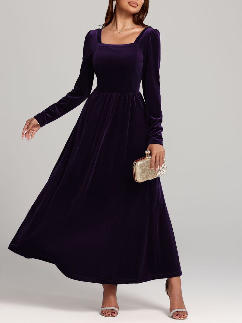Velvet Square Neck Long Sleeve Dress Velvet Square Neck Long Sleeve Dress