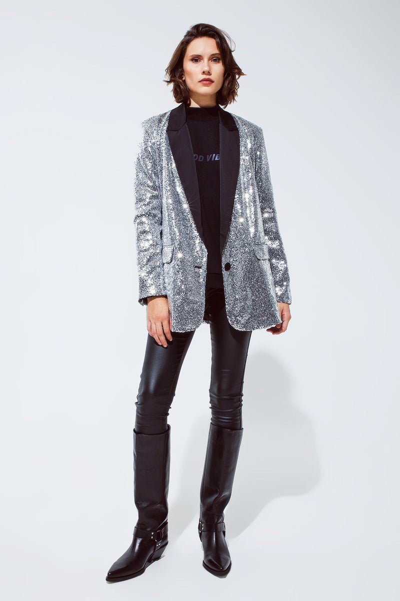 Sequin tuxedo blazer on sale