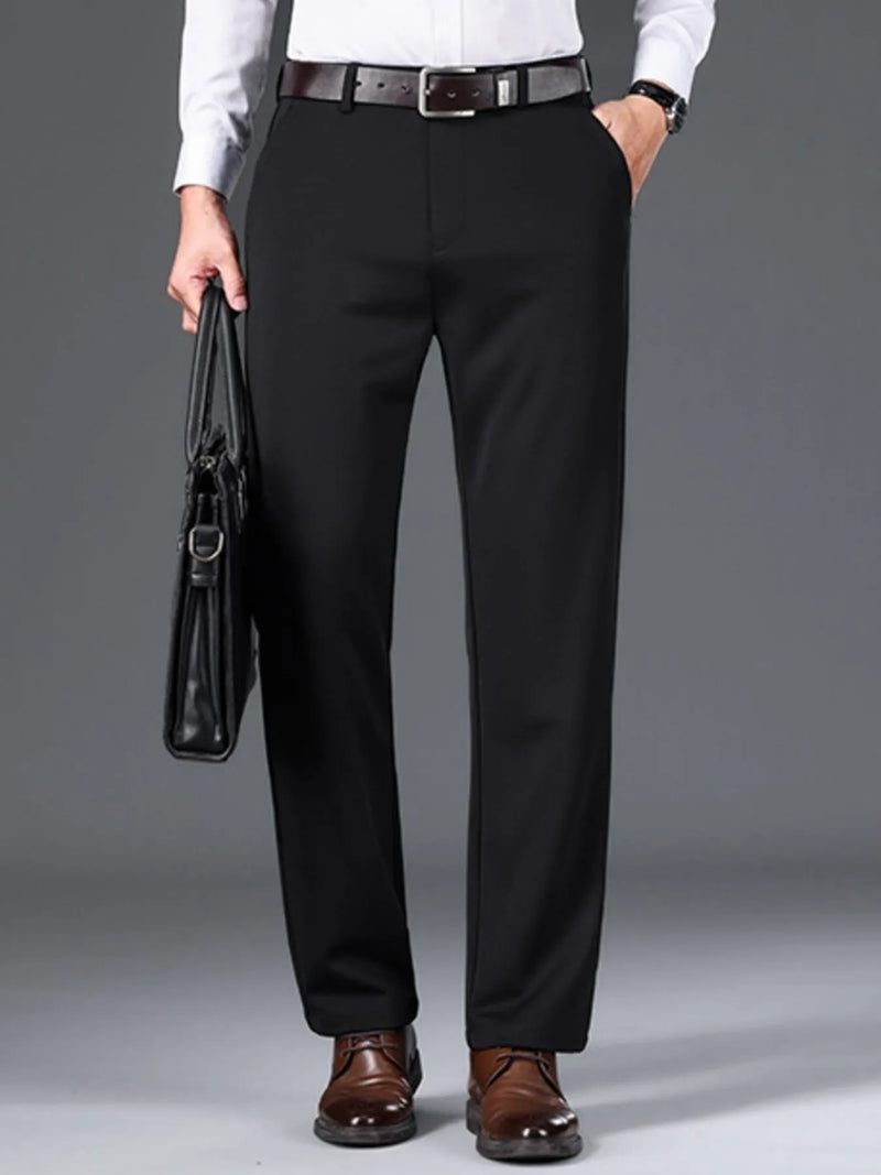 loose fit dress pants Lingaris - Mid Rise Plain Loose Fit Dress Pants