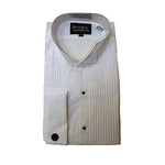 Men's Tuxedo Shirt, Wing Collar & 1/4" Pleats, White 100% Cotton