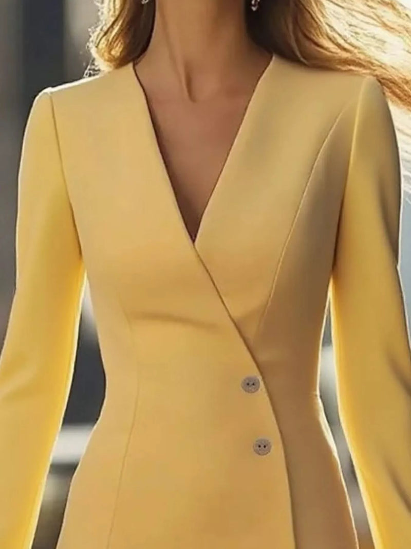 long sleeve blazer dress for women Long Sleeve Button Front Collared Blazer Dress In Black | EGO US