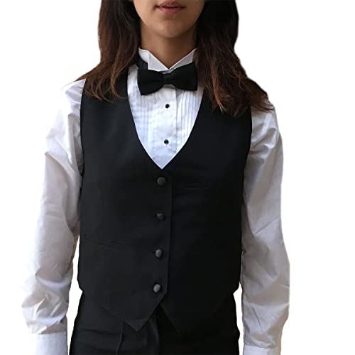 Waitress Black Tuxedo Vest w/ Inside Pad Pocket
