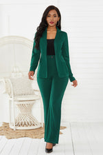 Lapel Collar Long Sleeve Blazer and Pants Set