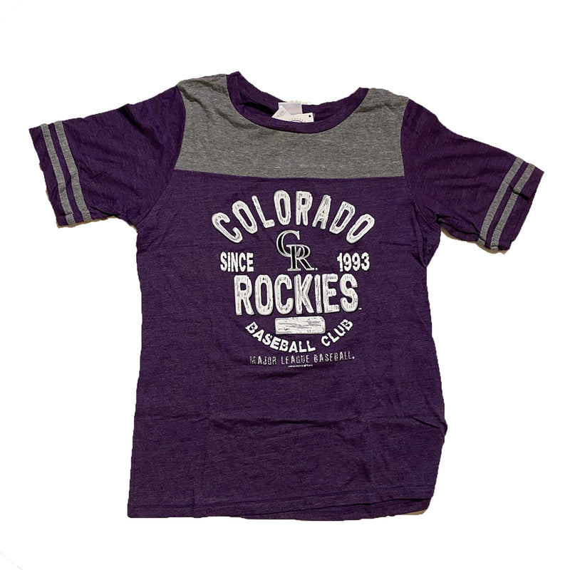 Womens Colorado Rockies Two-tone T-Shirt MLB NEW Purple Gray LG