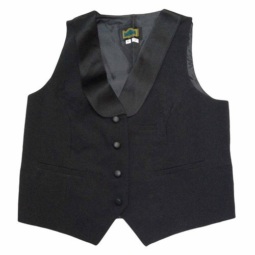 Tuxedo Vest, Womens, Black, Polyester Satin Shawl Collar