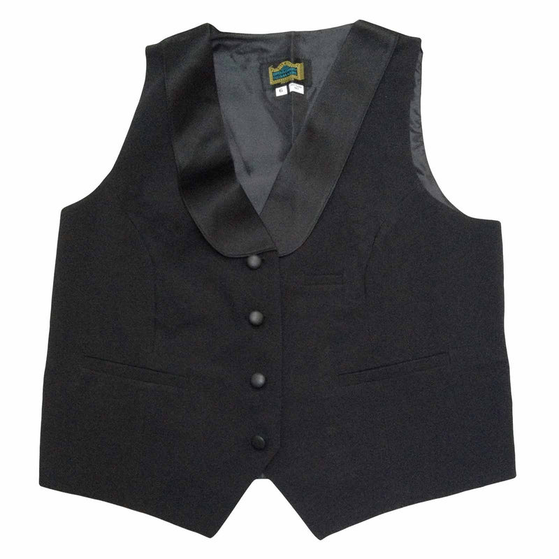 Tuxedo Vest, Womens, Black, Polyester Satin Shawl Collar