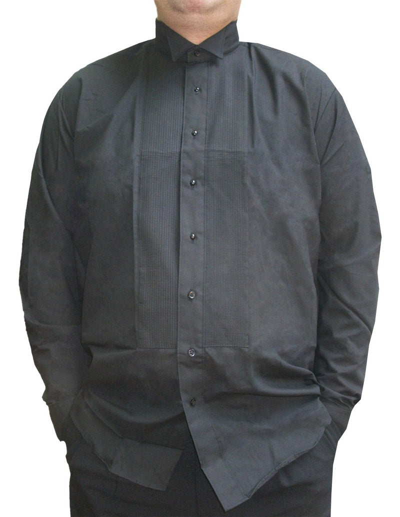 Mens Black Tuxedo Shirt, Wing Collar & 1/8" Pleats