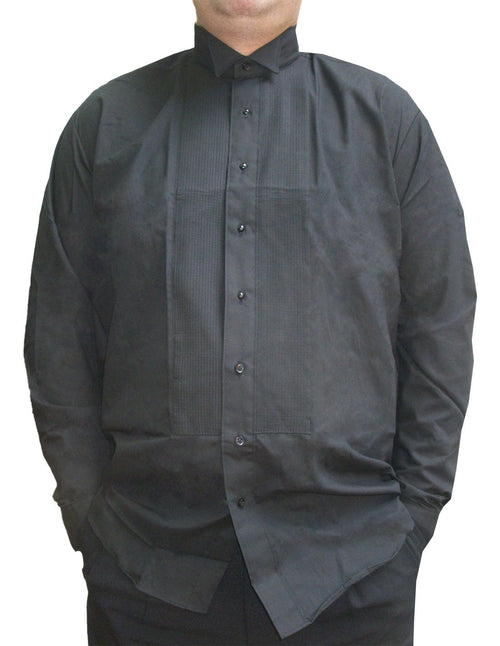 Mens Black Tuxedo Shirt, Wing Collar & 1/8" Pleats