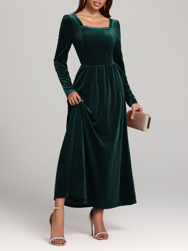 Velvet Square Neck Long Sleeve Dress Velvet Square Neck Long Sleeve Dress