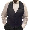 One Dozen (12) Mens Black Backless Cloth Tuxedo Vests (LG 36-46)