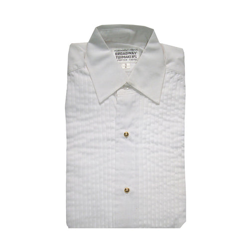 Boys White Tuxedo Shirt with Lay Down Collar and 1/4