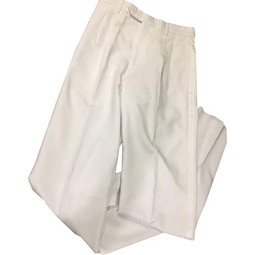 Men's White Non-Adjustable Tuxedo Pants, Polyester - 30 RG