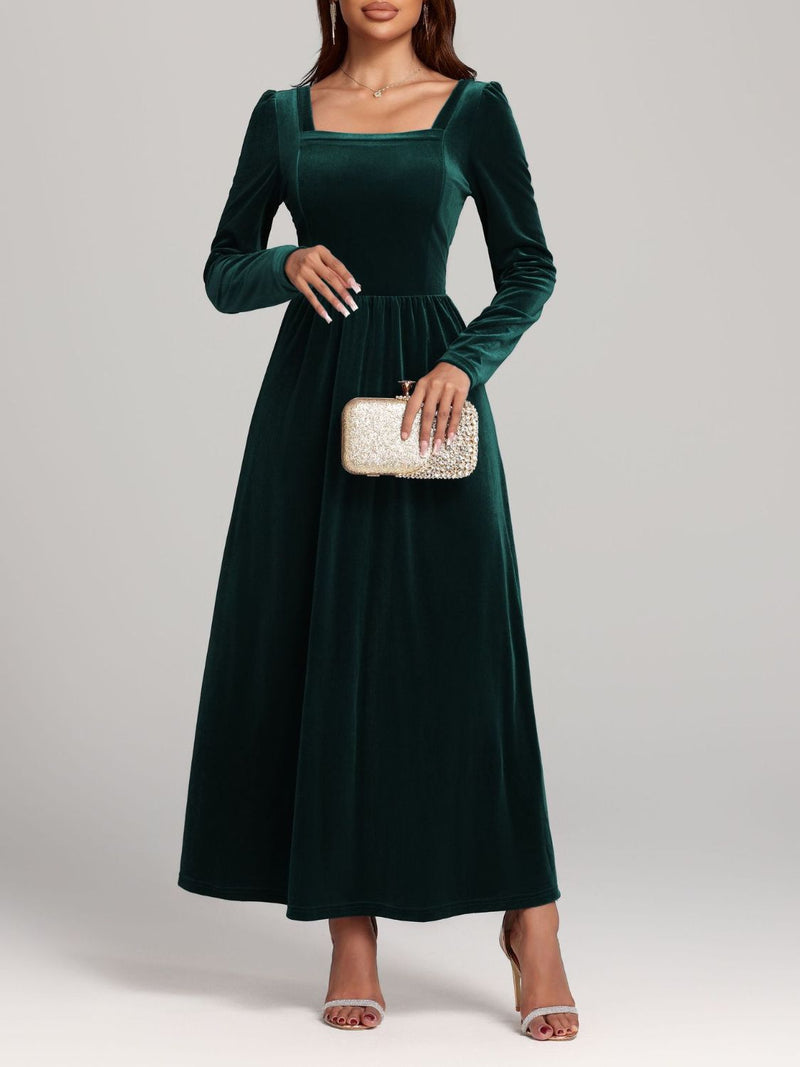 Velvet Square Neck Long Sleeve Dress Tuxedo Closeouts Velvet Square Neck Long Sleeve Dress Tuxedo Closeouts