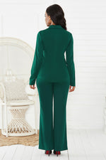 Lapel Collar Long Sleeve Blazer and Pants Set