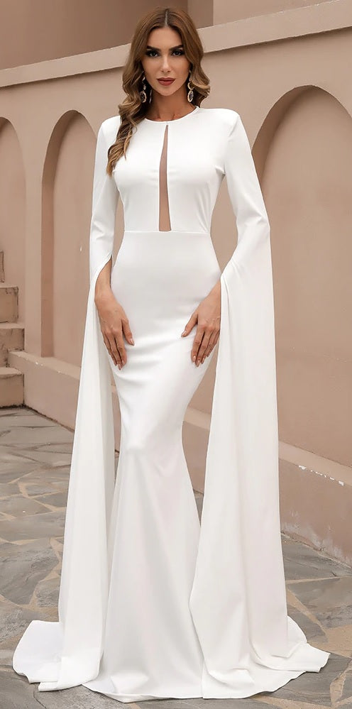 long chiffon dress long sleeve Half Sleeves A Line Chiffon Mother of the Bride Dress main image 0