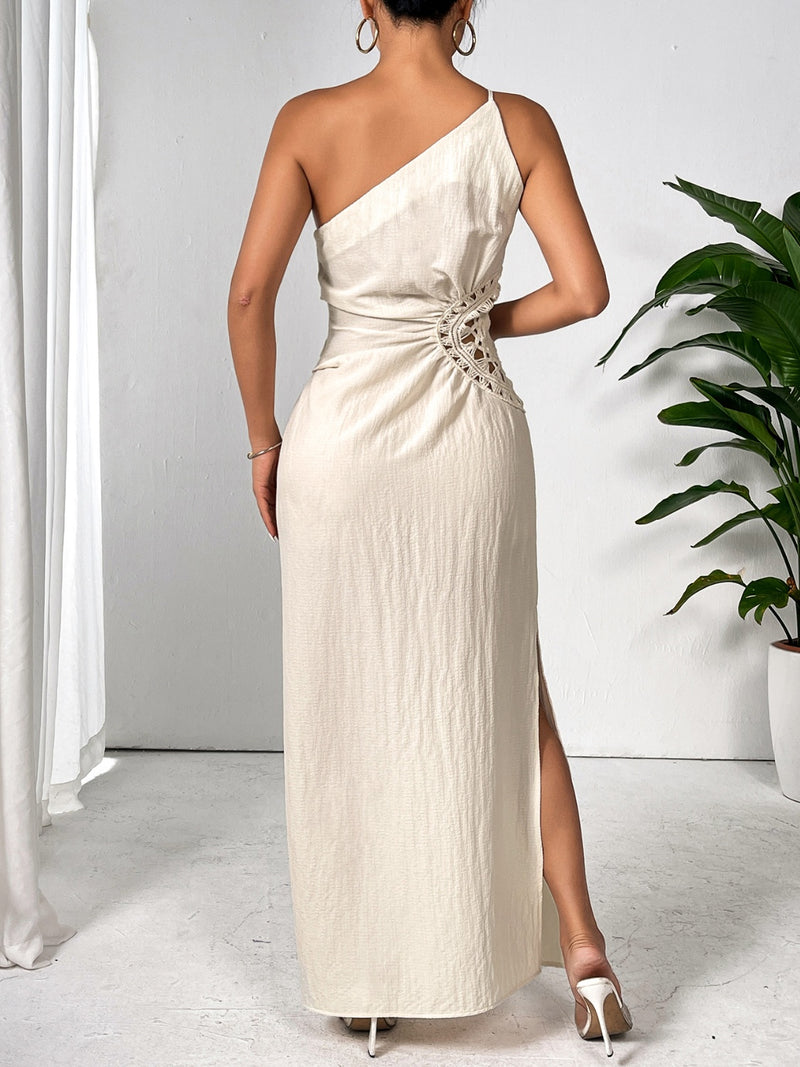 One Shoulder Sleeveless Maxi Dress with Side Slit