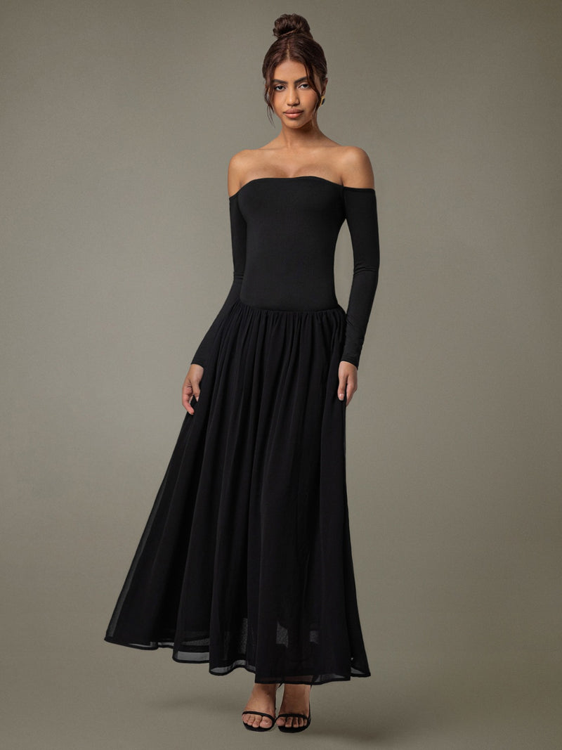 Off Shoulder Long Sleeve Maxi Dress Off Shoulder Long Sleeve Maxi Dress