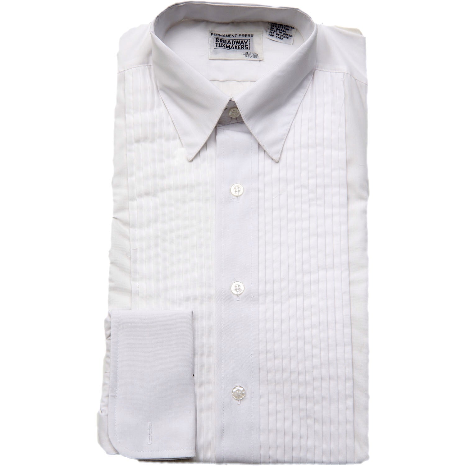 Tuxedo Shirt, Mens, White, Lay Down Collar & 1/4 Tuxedo Shirt, Mens, White, Lay Down Collar & 1/4