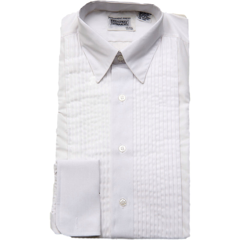 Tuxedo Shirt, Mens, White, Lay Down Collar & 1/4" Pleat, Discontinued