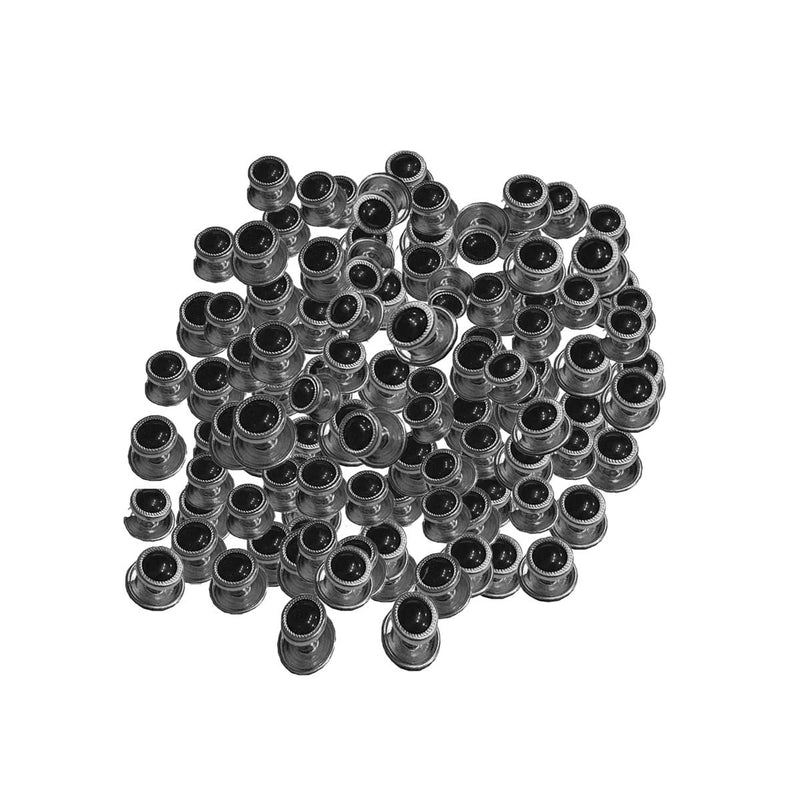 Silver-plated Florentine Round Studs, Black Inserts (1 gross (144 pcs))
