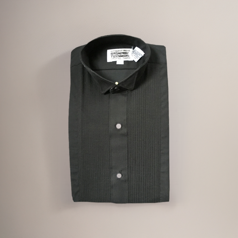 boys black dress shirt Boys Tuxedo Shirt, Wing Collar, 1/8" Pleats, Black – Tuxedo Closeouts