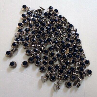 Silver-plated Round Studs with black Inserts (1 gross (144 pcs))