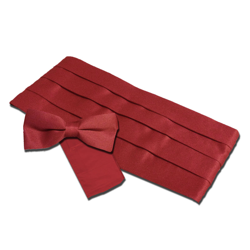 Men's Cummerbund w/Bow Tie & Hankie - Burgundy