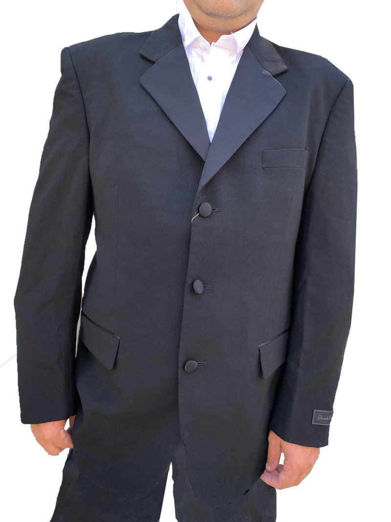 Mens Notch Collar Tuxedo Jacket, 100% Wool - 3 Button