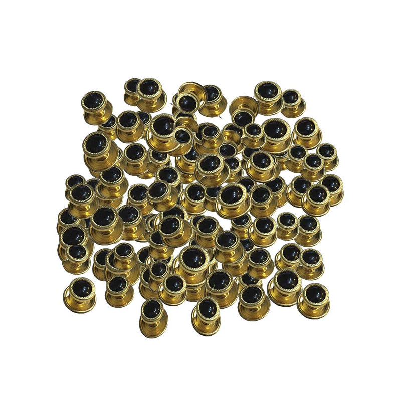 Gold-plated Florentine Round Studs w Black Inserts (1 gross (144 pcs))