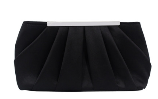 Womens Pleated Satin Evening Clutch