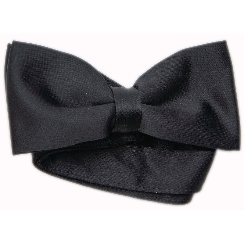 Mens Bow Tie, Pre-tied Banded - Black