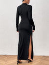 Black Maxi Dress, Mock Neck Long Sleeve
