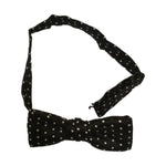 Mens Bow Tie, Pre-tied Banded - Black w/white dots