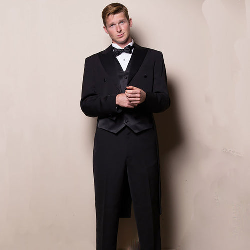 Mens Black Tuxedo Tailcoat, 100% Wool