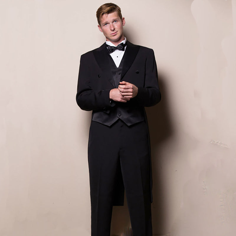 Mens Black Tuxedo Tailcoat, 100% Wool