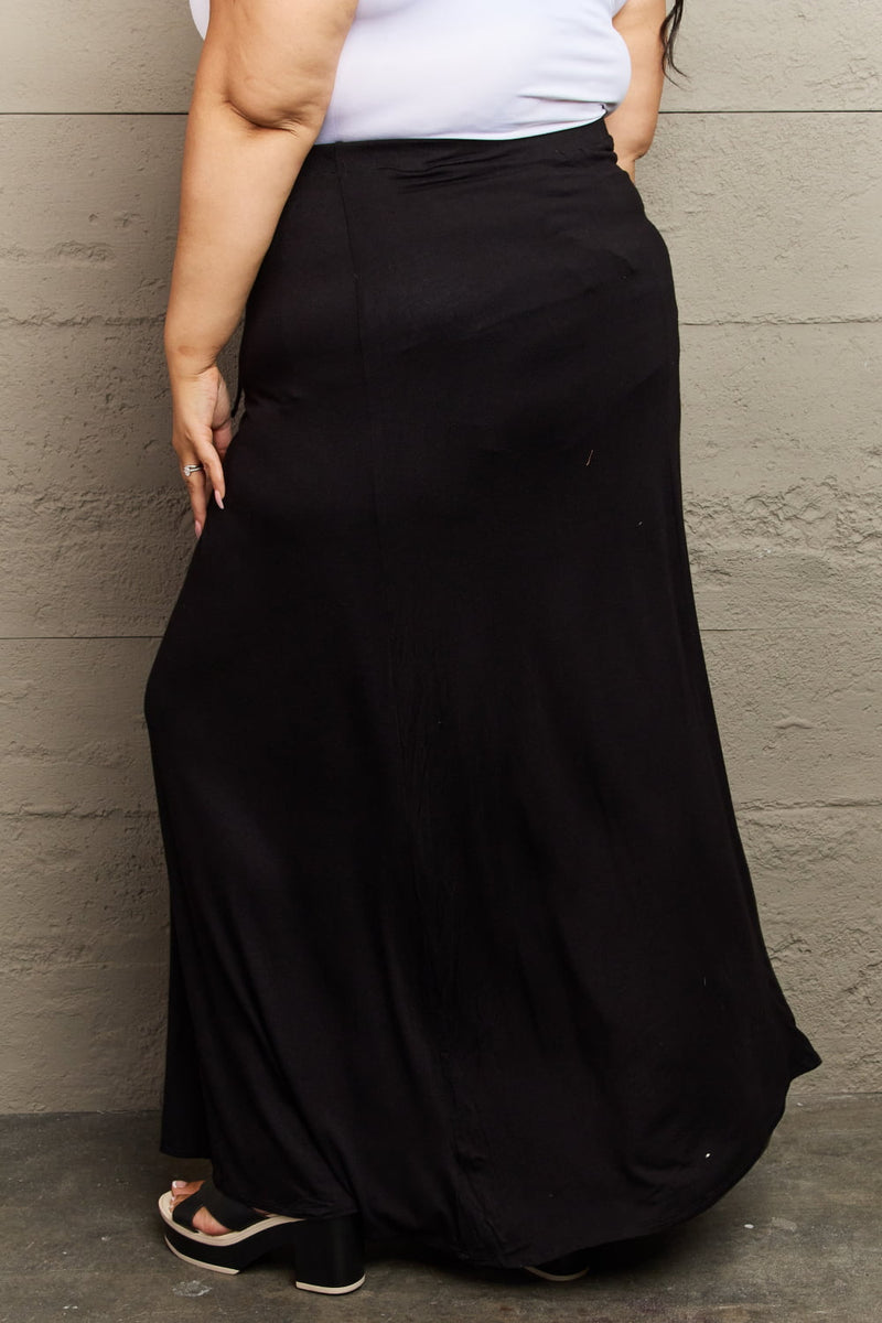 For The Day Full Size Flare Maxi Skirt in Black