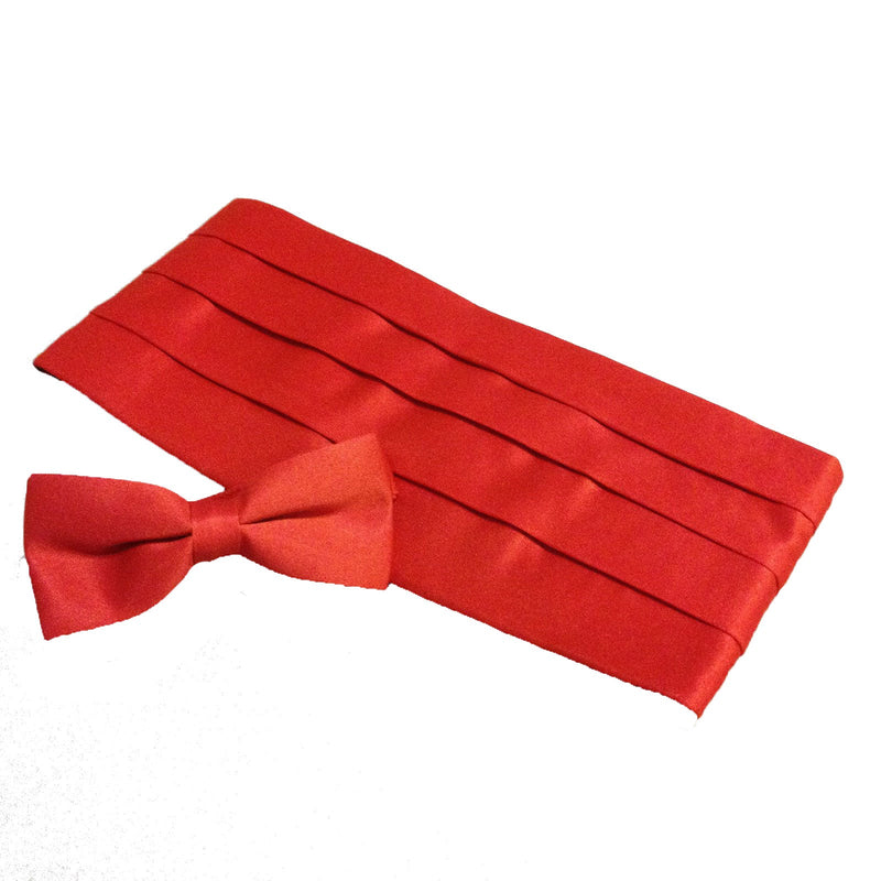 Solid Color Adult Bow Tie & Cummerbund Set - Red