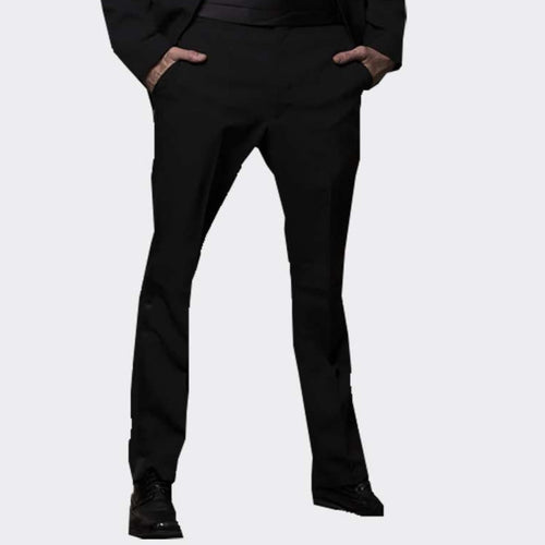 Men's Black Adjustable Tuxedo Pants, Polyester