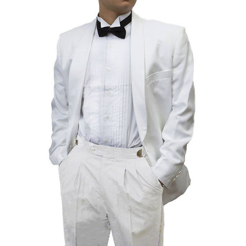 2 Pc - Tuxedo Suit, Shawl Collar White & White Tux Pants