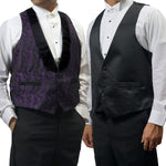 Mens Purple Brocade Tuxedo Vest Reverses to Solid Black