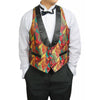 Mens "Autumn Leaves" Tuxedo Vest Reverses to Solid Black