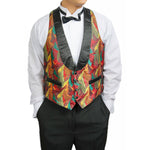 Mens "Autumn Leaves" Tuxedo Vest Reverses to Solid Black