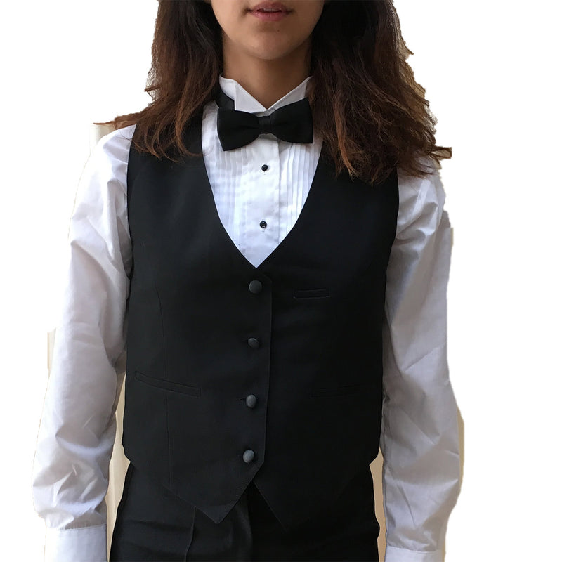 Waitress Black Tuxedo Vest w/ Inside Pad Pocket