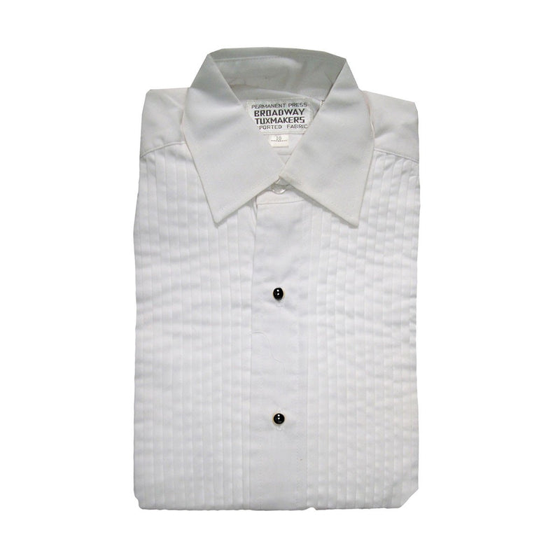 Women's Tuxedo Shirt, White, Lay Down Collar & 1/4" Pleats