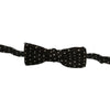 Mens Bow Tie, Pre-tied Banded - Black w/white dots